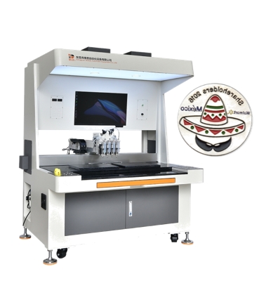 Custom Enamel Badge Pin Filling Machine with 4 Colors Spray Valve – High Precision & Automatic Functionality